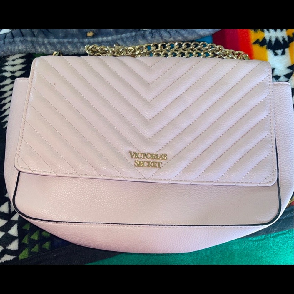 Victoria Secret, hand bag, light pink gold chain